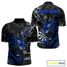 Load image into Gallery viewer, Men's 1/4-Zip Dart Shirt Blue Fierce Tiger Dartboard Personalized Darts Jerseys Outfits NYN1016
