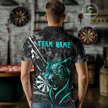 Load image into Gallery viewer, Men's Polo Dart Shirt Turquoise Fierce Tiger Dartboard Personalized Darts Jerseys Outfits NYN1017