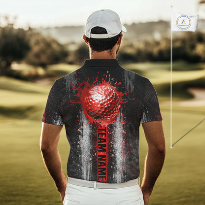 White And Red Splatter Golf Ball Polo Shirts For Men Custom Splash Golf Team Jersey, Golf Gifts NYN4065
