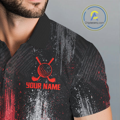 White And Red Splatter Golf Ball Polo Shirts For Men Custom Splash Golf Team Jersey, Golf Gifts NYN4065