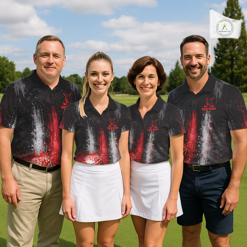 White And Red Splatter Golf Ball Polo Shirts For Men Custom Splash Golf Team Jersey, Golf Gifts NYN4065