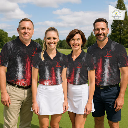 White And Red Splatter Golf Ball Polo Shirts For Men Custom Splash Golf Team Jersey, Golf Gifts NYN4065