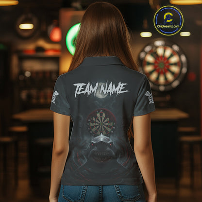 Black And Red Gothic Shark Dartboard Custom Women Darts Polo Shirt Shark Dart Jerseys NYN1921
