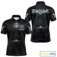 Load image into Gallery viewer, Black And Blue Gothic Shark Dartboard Custom Men Darts Polo Shirt Shark Dart Jerseys NYN1922