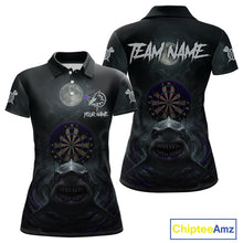 Load image into Gallery viewer, Black And Purple Gothic Shark Dartboard Custom Women Darts Polo Shirt Shark Dart Jerseys NYN1923