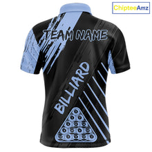 Load image into Gallery viewer, Light-Blue Grunge Billiard Ball Pool Men Polo &amp; 1/4-Zip Shirt Custom 8 Ball Billiards Jerseys NYN2452