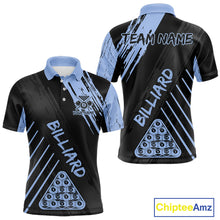 Load image into Gallery viewer, Light-Blue Grunge Billiard Ball Pool Men Polo &amp; 1/4-Zip Shirt Custom 8 Ball Billiards Jerseys NYN2452