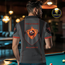 Load image into Gallery viewer, Fire Flame 8 Ball Pool Polo &amp; 1/4-Zip Team Shirt For Men Custom Billiards Ball Apparel|Red NYN2456