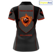 Load image into Gallery viewer, Fire Flame 8 Ball Pool Polo &amp; 1/4-Zip Team Shirt For Women Custom Billiards Ball Apparel|Red NYN2456