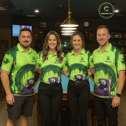 Green Dripping Funny Smoking 8 Ball Billiard Pool Shirt For Women Custom Billiard Team Jerseys NYN3047