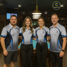 Load image into Gallery viewer, Camo 8 Ball Pool Billiard Polo &amp; 1/4-Zip Shirt For Men Custom Blue And Grey Billiard Team Attire NYN3048
