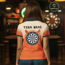 Load image into Gallery viewer, Women&#39;s Custom Dart Shirt With Skeleton Middle Finger Skull And Fiery Orange NYN0257