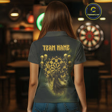Load image into Gallery viewer, Custom Brown Skeleton Dartboard Darts Polo Shirt For Women - Darts Jersey NYN0733