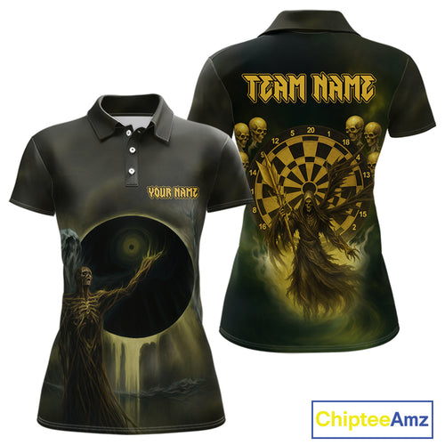 Custom Brown Skeleton Dartboard Darts Polo Shirt For Women - Darts Jersey NYN0733