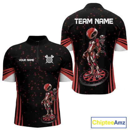 Custom Red Alien Dartboards Dart Polo Shirts For Men Outfits Alien Dart Team Jerseys NYN1022