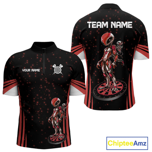 Custom Red Alien Dartboards Dart Polo Shirts For Men Outfits Alien Dart Team Jerseys NYN1022