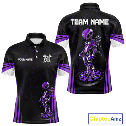 Custom Purple Alien Dartboards Dart Polo Shirts For Men Outfits Alien Dart Team Jerseys NYN1023