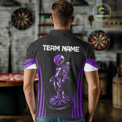 Custom Purple Alien Dartboards Dart Polo Shirts For Men Outfits Alien Dart Team Jerseys NYN1023
