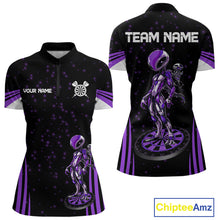 Load image into Gallery viewer, Custom Purple Alien Dartboards Dart 1/4-Zip Shirts For Women Outfits Alien Dart Team Jerseys NYN1023