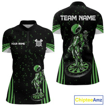 Load image into Gallery viewer, Custom Navy Alien Dartboards Dart 1/4-Zip Shirts For Women Outfits Alien Dart Team Jerseys NYN1025