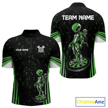 Load image into Gallery viewer, Custom Green Alien Dartboards Dart 1/4-Zip Shirts For Men Outfits Alien Dart Team Jerseys NYN1024