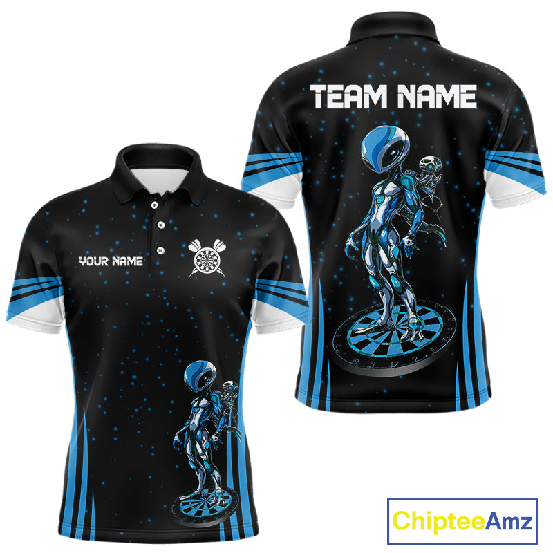 Custom Navy Alien Dartboards Dart Polo Shirts For Men Outfits Alien Dart Team Jerseys NYN1025