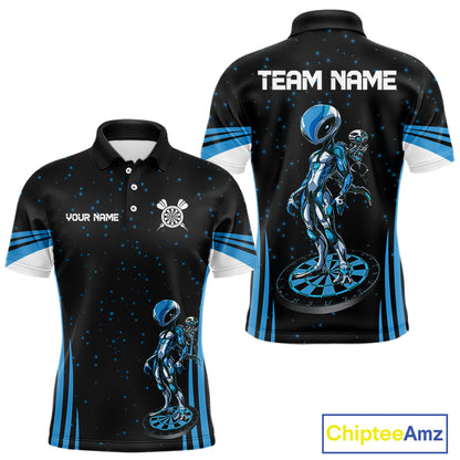 Custom Navy Alien Dartboards Dart Polo Shirts For Men Outfits Alien Dart Team Jerseys NYN1025