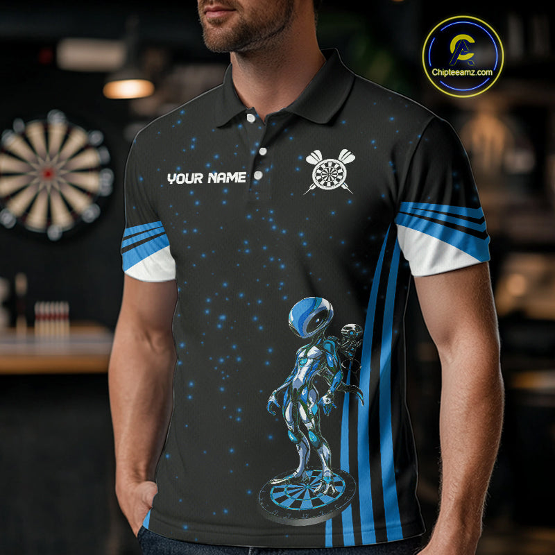 Custom Navy Alien Dartboards Dart Polo Shirts For Men Outfits Alien Dart Team Jerseys NYN1025