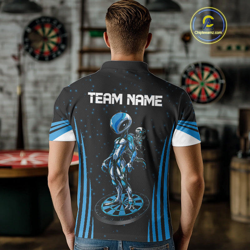 Custom Navy Alien Dartboards Dart Polo Shirts For Men Outfits Alien Dart Team Jerseys NYN1025