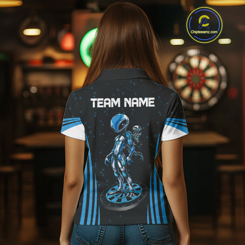 Custom Navy Alien Dartboards Dart Polo Shirts For Women Outfits Alien Dart Team Jerseys NYN1025