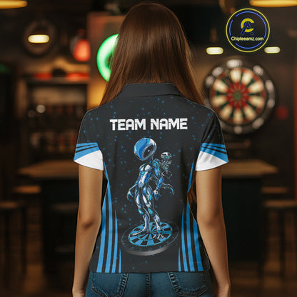 Custom Navy Alien Dartboards Dart Polo Shirts For Women Outfits Alien Dart Team Jerseys NYN1025