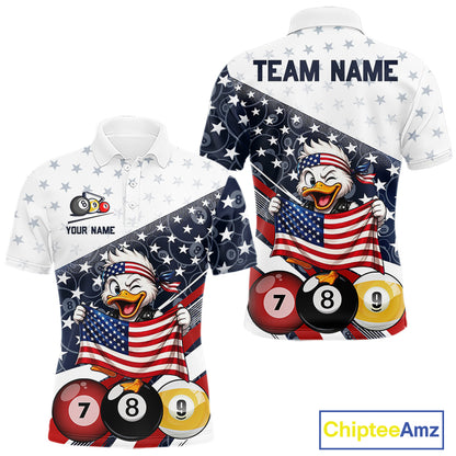 Funny Duck 8 Ball & 9 Ball Billiard Shirt For Men Custom US Flag Patriotic Billiard Pool Team Jersey NYN4075