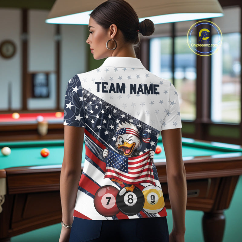 Funny Duck 8 Ball & 9 Ball Billiard Shirt For Women Custom US Flag Patriotic Billiard Pool Team Jersey NYN4075