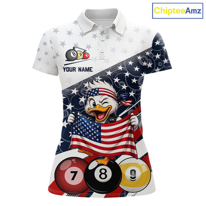Funny Duck 8 Ball & 9 Ball Billiard Shirt For Women Custom US Flag Patriotic Billiard Pool Team Jersey NYN4075