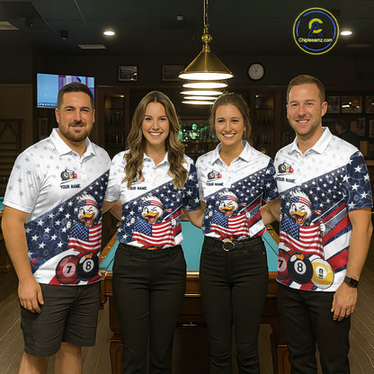Funny Duck 8 Ball & 9 Ball Billiard Shirt For Men Custom US Flag Patriotic Billiard Pool Team Jersey NYN4075