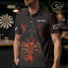 Load image into Gallery viewer, Custom Lightning Red Bone Skeleton Dartboard Dart Men Polo Jerseys Dart Shirt Gifts NYN1649