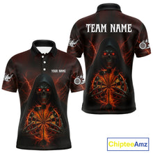Load image into Gallery viewer, Custom Lightning Red Bone Skeleton Dartboard Dart Men Polo Jerseys Dart Shirt Gifts NYN1649