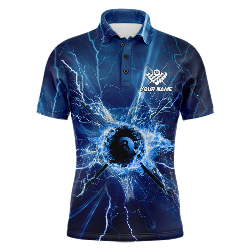 Blue Thunder Lightning 8 Ball Pool Billiard Shirts For Men Custom Billiard Team League Jerseys NYN4816