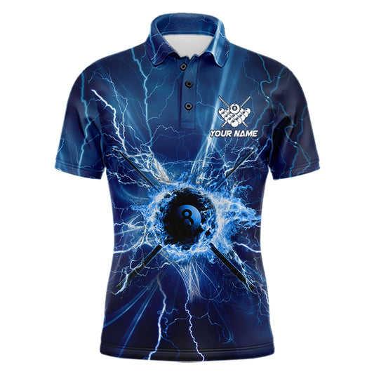 Blue Thunder Lightning 8 Ball Pool Billiard Shirts For Men Custom Billiard Team League Jerseys NYN4816