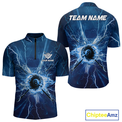 Blue Thunder Lightning 8 Ball Pool Billiard Shirts For Men Custom Billiard Team League Jerseys NYN4816