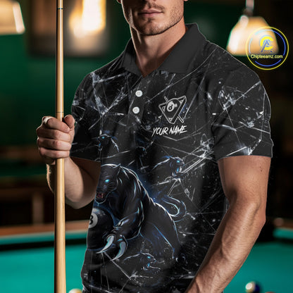 Multi-Panther Funny Glass Crack 8 Ball Pool Polo & 1/4-Zip Team Shirt For Men Custom Billiards Ball Apparel NYN2464