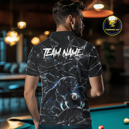 Multi-Panther Funny Glass Crack 8 Ball Pool Polo & 1/4-Zip Team Shirt For Men Custom Billiards Ball Apparel NYN2464