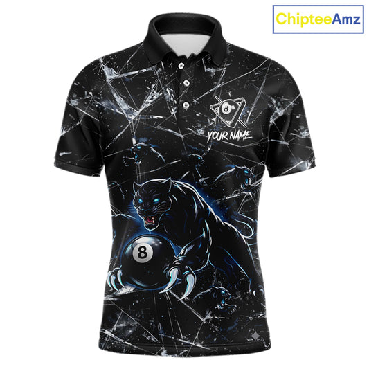 Multi-Panther Funny Glass Crack 8 Ball Pool Polo & 1/4-Zip Team Shirt For Men Custom Billiards Ball Apparel NYN2464