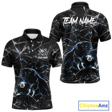 Load image into Gallery viewer, Multi-Panther Funny Glass Crack 8 Ball Pool Polo &amp; 1/4-Zip Team Shirt For Men Custom Billiards Ball Apparel NYN2464