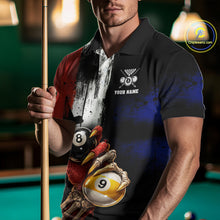 Load image into Gallery viewer, Skull Hoding 9 Ball &amp; 8 Ball Pool Men Billiard Team Shirt Custom Blue &amp; Red Billiards Ball Apparel NYN2468