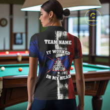Load image into Gallery viewer, Skull Hoding 9 Ball &amp; 8 Ball Pool Women Billiard Team Shirt Custom Blue &amp; Red Billiards Ball Apparel NYN2468