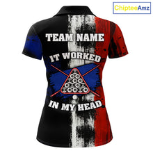 Load image into Gallery viewer, Skull Hoding 9 Ball &amp; 8 Ball Pool Women Billiard Team Shirt Custom Blue &amp; Red Billiards Ball Apparel NYN2468