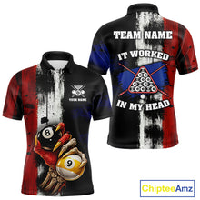 Load image into Gallery viewer, Skull Hoding 9 Ball &amp; 8 Ball Pool Men Billiard Team Shirt Custom Blue &amp; Red Billiards Ball Apparel NYN2468