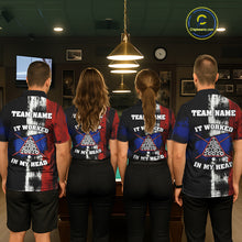 Load image into Gallery viewer, Skull Hoding 9 Ball &amp; 8 Ball Pool Men Billiard Team Shirt Custom Blue &amp; Red Billiards Ball Apparel NYN2468