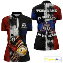 Load image into Gallery viewer, Skull Hoding 9 Ball &amp; 8 Ball Pool Women Billiard Team Shirt Custom Blue &amp; Red Billiards Ball Apparel NYN2468